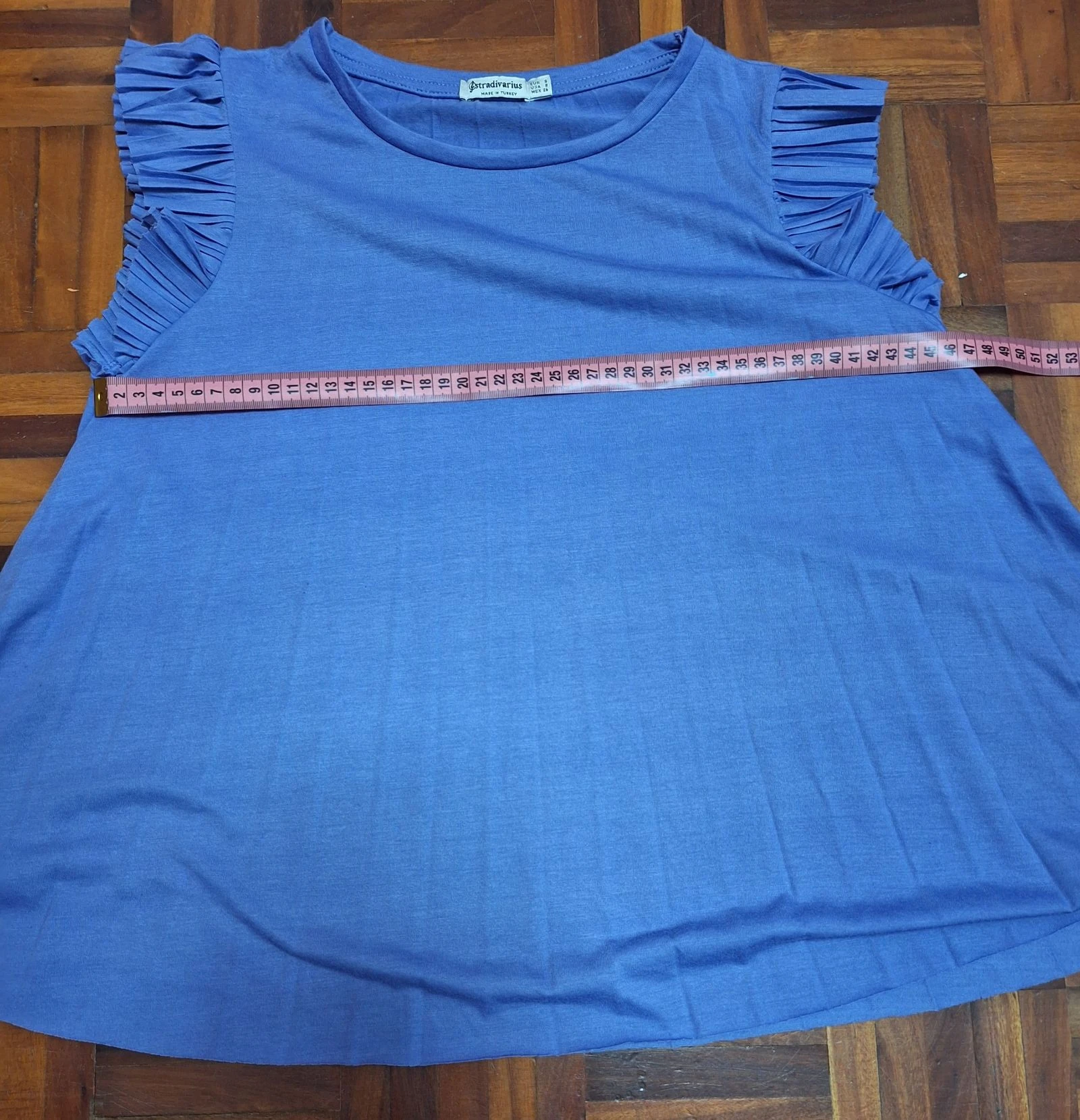 Lilac Stradivarius shirt with pleated ruffles size T.S – photo 7